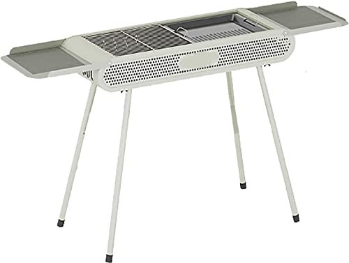 Gril à charbon portable, barbecue avec trois planches de rangement, gril extérieur pliable pour patio, jardin, pique-nique, camping, grill pour 5 à 8 personnes, grand vert