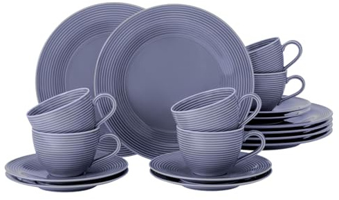 SELTMANN WEIDEN Kaffeeservice 18-teilig BTR - Beat - Form: Rund mit Rillenrelief - moderner Stil - Fliederblau - Color Glaze
