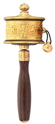 DubMag Tibetische Gebetsmühle, Buddhismus-Produkte, handgehaltene Gebetsmühle, buddhistische Gebetsmühle mit Holzgriff, Premium-Buddha-Schriften-Gebetsmühle for Entspannen, Beten, Meditieren,