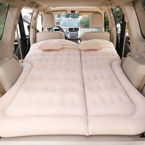 SNMHH Auto Luftmatratze für BMW X1 X2 X3 X4 X5 X5M X6 X6M E84 F48 F39 F25 G01, Autobett Reisen Camping Aufblasbare Matratze Rückbank Tragbare Kissen Luftpumpe Tragbar Schlafen,Beige-C