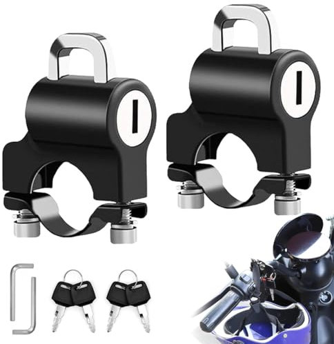 2 Stück Helmschloss Motorrad,Schwarz Fahrradhelm Schloss,Anti-Diebstahl Helm Sicherheitsschloss,Wasserdicht Helmschloss,Geeignet für,Für 22-28mm Lenkerschlauch,Motorräder,Elektroautos,Fahrräder