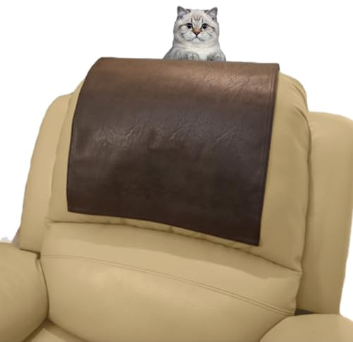 HonunGron Kunstleder Sofa Möbelschutz, Liegestuhl Kopfstütze Protector Kopfstützenbezug für Liegestuhl, Rutschfester Kopfstützenbezug für Möbel, Kopfstützenbezug für Sessel (Braun)