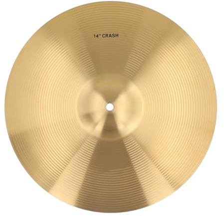 Platillo Crash, Platillo de Batería con Sonido Brillante de Latón con Acabado Tradicional de 14 Pulgadas/18 Pulgadas/20 Pulgadas, Platillo de Práctica de Batería de Jazz (Oro)