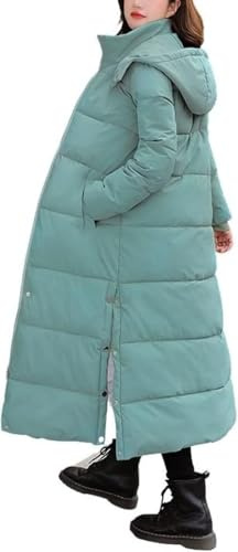 Juankrynord Cappotto Invernale da Donna, Caldo, Antivento, con Cappuccio Lungo Trapuntato Parka Lungo Spesso Fino al Ginocchio (Verde, 3XL)