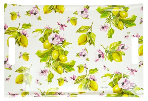 Lashuma Deko Tablett länglich 47x31 cm, Serviertablett modern mit Druck: Zitronen
