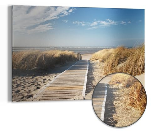 DEQORI Metall Magnettafel | 60x40 cm cm groß | Motiv Strandaufgang am Meer | Whiteboard für alle Magnete | Magnetboard Wand-Tafel für Küche & Büro | Design Magnetwand Pinnwand magnetisch