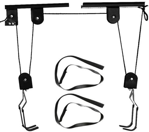 GCYEIDMA Kayak Hoist Set Bicycle Hoist Garage Storage Bike Lift Pulley System with 60kg Bearing Overhead Bike Rack Heavy Duty Ceiling Bicycle Hanger(Style B)