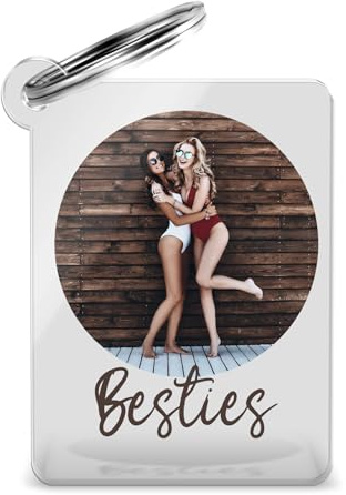 Acrylglas Schlüsselanhänger mit Foto für beste Freunde - personalisierte Geschenke Freundin mit Bild - persönliches Weihnachts Geschenk o. Fotogeschenk zum Geburtstag - Glücksbringer Anhänger