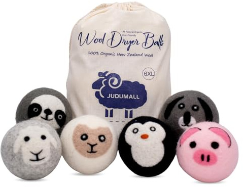 Wool Dryer Balls XL 6Pack Eco Dryer Balls-Dryer Balls Laundry Reusable-Softens Laundry Naturally Reduces Drying Time & Static No More Dryer Sheets with Storage Bag