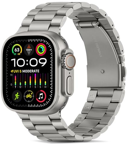 Tasikar Band Kompatibel med Apple Watch Band 49mm Premium rostfritt stål metall ersättningsrem kompatibel med Apple Watch Ultra 2 Ultra, Titan