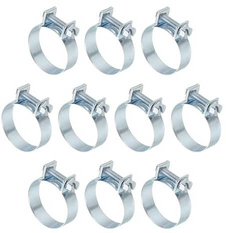 PATIKIL 10 Stück Mini Schlauchschellen 26-28mm Rohrklemme Kraftstoffleitung Rohrschellen Verzinkt Verstellbare Rohrschlauch Schlauchklemme für Automobil Auspuffrohr Benzinrohr Garten