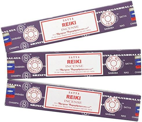 Satya Nag Champa - Bastoncini di incenso Reiki, confezione da 3, utilizzati per aromaterapia, spa, yoga, matrimoni, meditazione, guarigione, positività e relax
