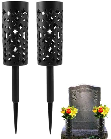 Blumenvase Grab, 2 x Grabblumenvase - Aufwändige Handwerkskunst, robuste dekorative gewickelte Tür für Metall für Garten Pflanzgefäß Garten Gedenkstätte