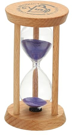 PATIKIL Timer A Sabbia 5 Minuti, 1 Pezzo Orologio A Sabbia In Legno Vetro Alto Clessidra A Sabbia Per Decorazione Soggiorno Casa Ufficio Ristorante, Viola