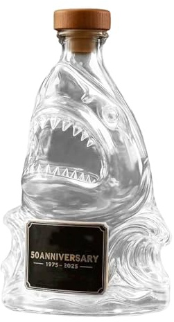 Whiskey Shark Bottle,50th Anniversary Limited Edition Whiskey Bottles,Bar Decorative Glass,Unique Transparent Engraved Animal Shape Glass,Gift for Whisky Lovers, Fathers Days, Husbands (D)