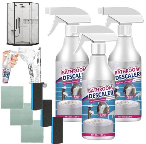 Reiniger für hartnäckige Flecken, Bathroom Descaler, Badreiniger Schaum Fleckenentferner, Multifunktional Duschreiniger gegen Kalkablagerungen für Glas Kanalisation Toiletten (3)