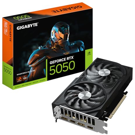 GIGABYTE GeForce RTX 5050 WINDFORCE OC V2 8G Carte Graphique - 8GB GDDR6, 128bit, PCI-E 5.0, 2572MHz Fréquence du cœur, 2 x DP, 2 x HDMI, NVIDIA DLSS 4, GV-N5050WF2OCV2-8GD