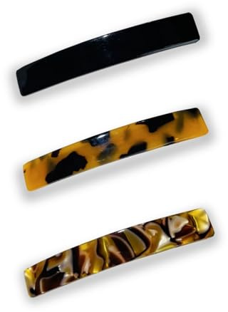 Zegnuem Barrette Cheveux Femme, Grandes Barrettes à Cheveux, Lot de 3 Barrettes à Cheveux Vintage, Barrette Plate Cheveux Femme Pinces à Cheveux Colorées Françaises Automatiques (3 couleurs)