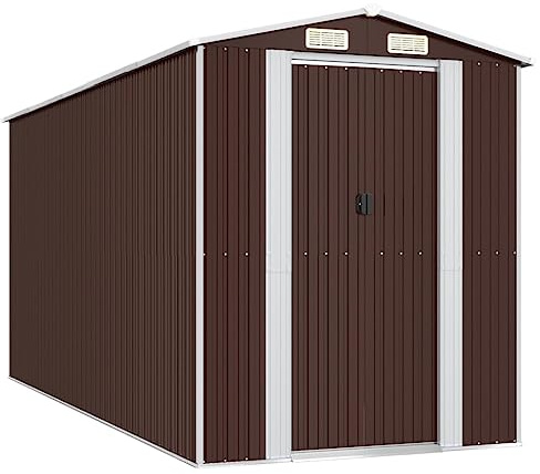 Generico Capanno da Giardino Marrone Scuro 192x440x223cm Acciaio Zincato,Casa e Giardino,Prato e Giardino,Vita all'aperto,Strutture da Esterno,Casette da Giardino,Marrone,105.44 kg,3147463