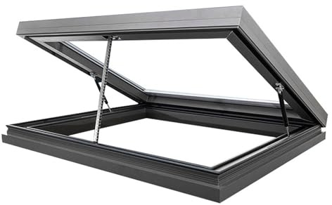 Lucernario elettrico per tetto con ventilazione, finestra per tetto personalizzabile, telaio in alluminio e vetro temperato, ideale per corridoi, verande, scale e garage(LxW 91x61cm/36x24in)