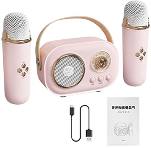 Microfono con altoparlante per karaoke portatile, microfono per karaoke | wireless con altoparlante,Microfoni Karaoke Wireless Per Adulti - Microfono portatile per canto per adulti con cavo di ricari