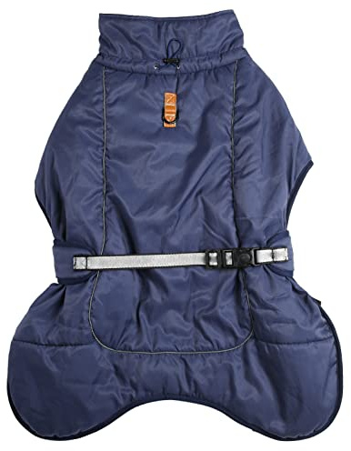 ZLXCAOB Hunde-Winterjacke, warm, verdickt, reflektierend, Hunde-Wintermantel für mittelgroße und große Hunde, Dunkelblau (2XL)