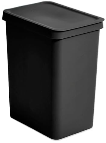 Acan Tradineur - Cubo de basura rectangular con tapa NEUS - Fabricado en Plástico - Capacidad de 28 Litros - 44,5 x 35 x 25 cm - Color Negro