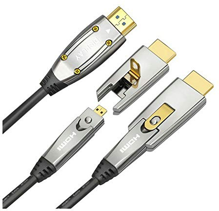 Jeirdus 10 Meter Glasfaserkabel AOC HDMI 18 Gbps Hochleistung 4K60HZ, mit kleinen Micro- und Standard-HDMI-Anschlüssen, einfaches Routing 10 Meter