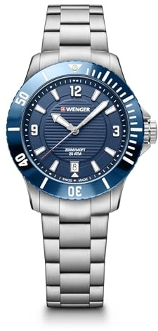 WENGER Herren Sportuhr Seaforce Small, Wasserdicht 200 m/20 ATM, Ø 35 mm, Analog-Quartz, Edelstahl, Swiss Made