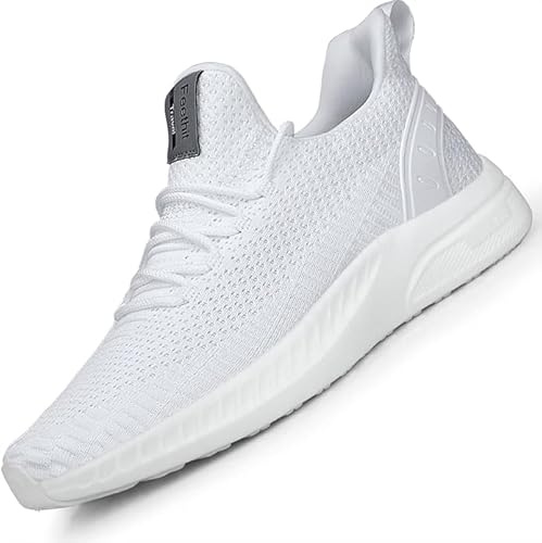 Feethit Sneaker Herren Laufschuhe für Gehen,Joggen,Laufen,Sport Weiß 46