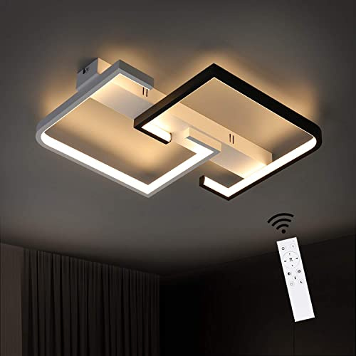 CBJKTX Deckenleuchte LED Deckenlampe dimmbar Moderne Wohnzimmerlampe | Schwarze und Weiße 35W aus Aluminium für Schlafzimmer Küche Wohnzimmer Arbeitszimmer Flur Balkon Fernbedienung farbwechsel