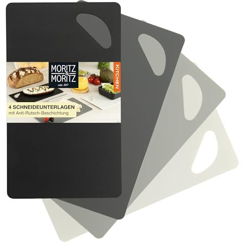Moritz & Moritz 4X Kitchen Cutting Boards 25 x 14.5cm - Chopping Boards for Kitchens - Coloured Chopping Boards Set - Anti-Slip Surface for Safe Cutting Grip Opening - Flexible Chopping mats
