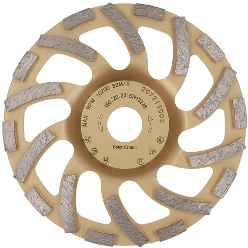 PRODIAMANT ST81 Meule boisseau diamantée turbo 150 mm x 22,23 mm – Meule diamant béton et pierre naturelle, qualité professionnelle, pour meuleuses d'angle