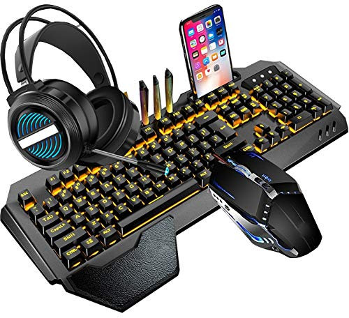 ARCH Tastiera Gaming Meccanica, Tastiere da Gioco E Mouse, Tastiera del Computer con Riposo da Polso Ergonomico, Tastiera Retroilluminata USB per Computer Portatile Giochi per PC