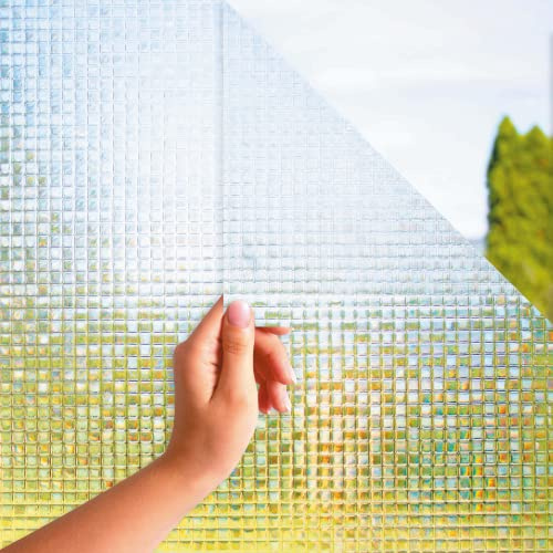 MARAPON Fensterfolie Blickdicht von aussen mit Mosaikmuster 0,30x2 m Sichtschutzfolie Fenster mit statischer Haftung, Milchglasfolie für Sichtschutz Fenster, Folie Fenster bunt fensterfolie bunt