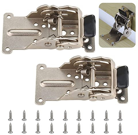 UFURMATE Charnière Pliante Autobloquante, 2 Pièces Support de Support Pliable en Acier Carbone Nickelé Verrouiller Extension Table Lit Jambe pour Pieds de Table Pliants, Établis Pliants