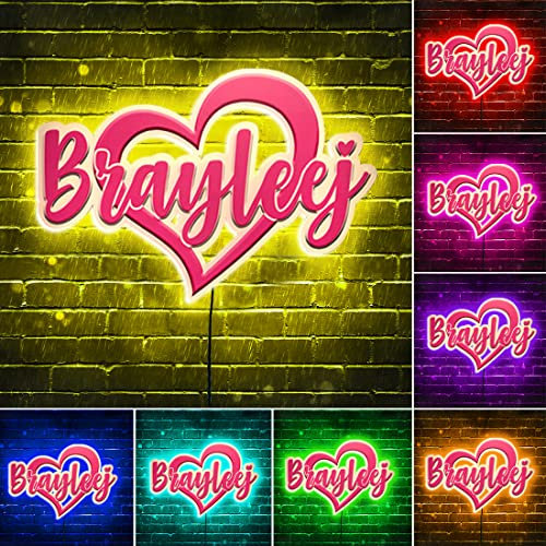 Personalisierte Herz Neon Schilder Herz Nachtlichter mit Namen Zeichen für Paare, benutzerdefinierte LED-Acryl graviert Name Nachtlicht für Freundin Frau Valetine's Day Jahrestag