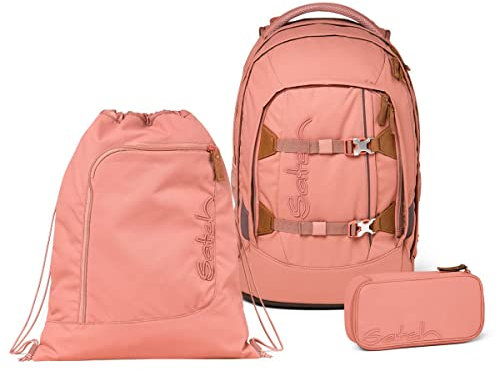 Satch Pack Schulrucksack Set 3tlg. inkl. Schlamperbox und Sportbeutel (Nordic Coral)