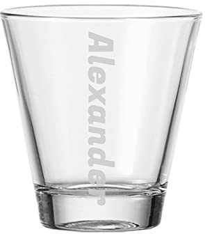 LUXENTU Trinkglas mit Gravur, Name vertikal, 215 ml, 1 Stück | Personalisierte Universalgläser für Kinder & Erwachsene für den Alltag, Spülmaschinenfest