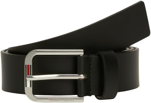 Tommy Jeans Herren Gürtel Austin aus Leder, Schwarz (Black), 110 cm