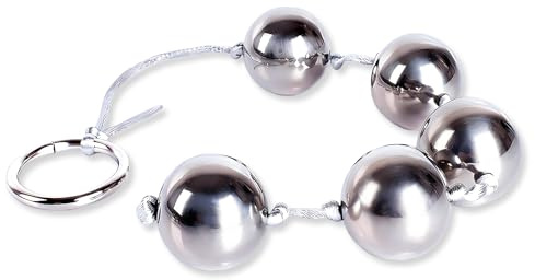 Metal Anal Balls, Stainless Steel Anal Sex Beads Butt Plug Bead with 5 Metal Balls String Rope BDSM Toys Vaginal Dialator Spreader Masturbation Anal Beeds Training for Women Men Beginner (Silver)