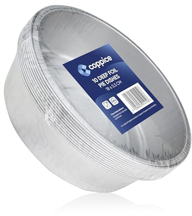 Coppice Strong Deep Aluminium Foil Pie Dish for Baking, Serving & Food Storage | 18cm x 5.5cm | Freezer, Microwave, Air Fryer & Oven Safe (10)