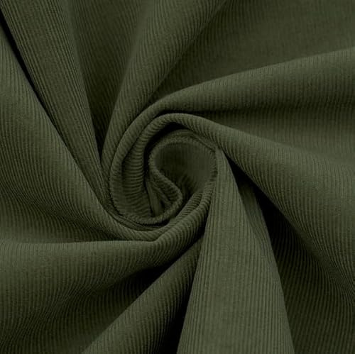 STOFFKONTOR 100% Baumwollstoff Feincord Babycord Stoff - Meterware, Farbe Oliv-Grün - zum Nähen von Bekleidung, Kissen und Dekorationen