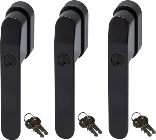 ABUS FG400BK, abschließbarer Fenstergriff in schwarz im Set 3 Stück, alle gleichschließend AL0145 mit sechs Schlüsseln