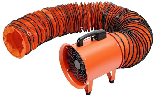 LENDISIY Axialgebläse Industrieventilator, Tragbare Bauventilator Baugebläse 2580 m³/h, ø250mm Axialventilator Lüftergebläse mit 10m PVC Schlauch, Axial Rohrgebläse Rohrventilator Ventilator 2580 m³/h