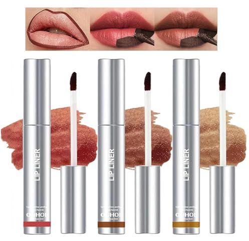 3 Farben Peel off Lip Liner Tattoo, Lippenkonturenstifte Tattoo Lippenstift Lang Anhaltender Abziehbarer Lippenstift Plump Lip Liner Matte Finish Lipstick