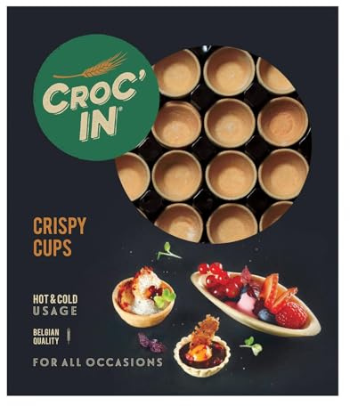 CROC’IN – Coupelles Comestibles à Garnir Neutre – Fond de Tarte Pour Pâtisserie ou Apéritif – Confection Artisanale & Vegan – 60 pièces