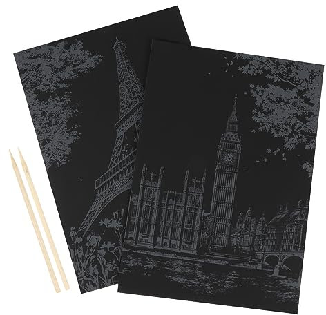 MOLUCKFU 2stücke Kreatives Buntes Kratzpapier Für Erwachsene Landschafts-kunst Für Reisen Fördert Kreativität Und Hand-augen-koordination