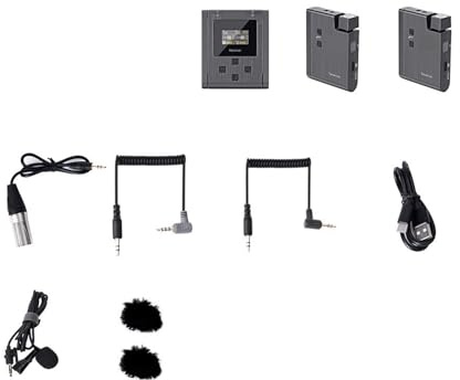 Wireless Microphone Broadcasting Level Mic Mini UHF Transmitters Receiver Kit For Camera DSLR Phone(2TX 1RX)