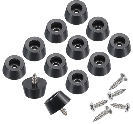 sourcing map 24pcs Rubber Feet Bumpers Buffer Non-Slip Rubber Feet Pad with 5mm Screws for Cutting Board, Cutting Board Feet Non-Slip, Cutting Board Rubber Feet (Black, 0.7H x 1.1D)